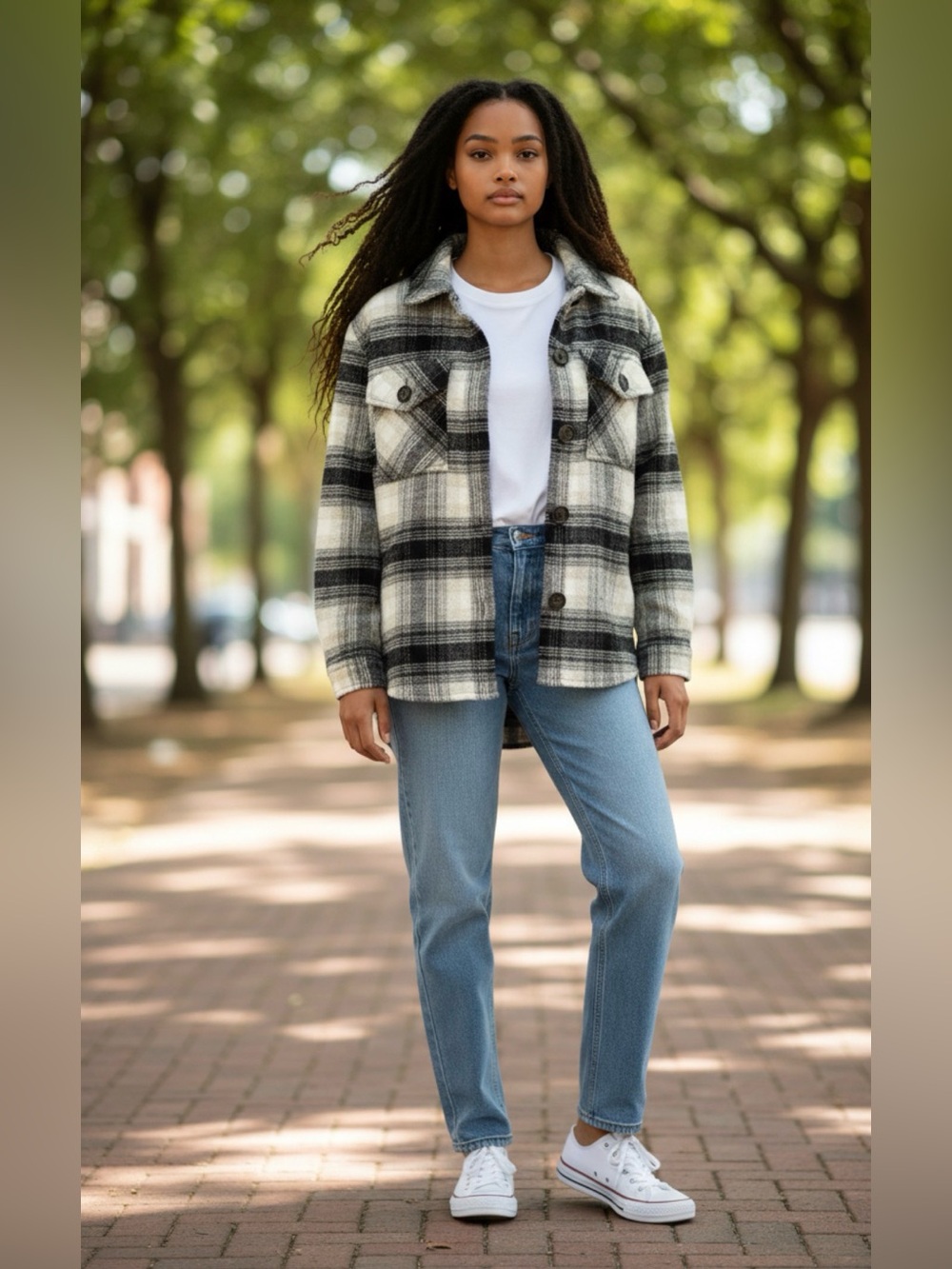 BB Dakota By Steve Madden Women's Small Plaid Button Down Boxy Shacket Cozy